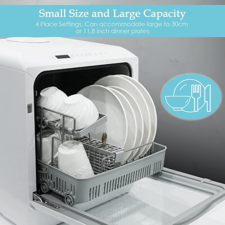 Mini Table Top Dishwasher – Portable Countertop Dishwasher, 6 Programs, 5L Water Tank, No Installation Required