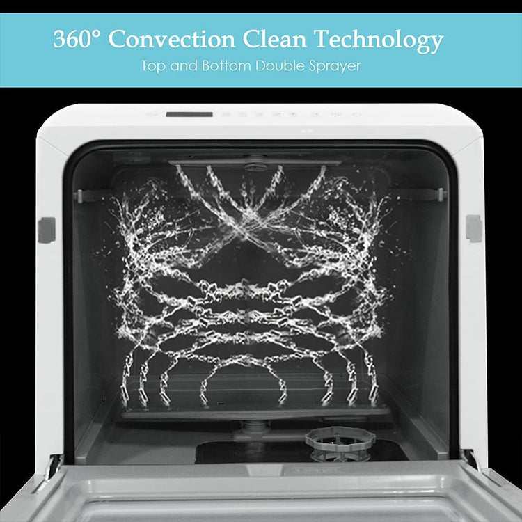 Mini Table Top Dishwasher – Portable Countertop Dishwasher, 6 Programs, 5L Water Tank, No Installation Required