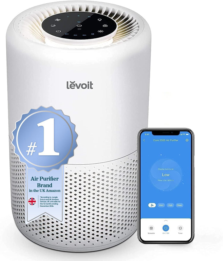 LEVOIT Core 200S Smart HEPA Air Purifier, 64m² Coverage - App & Alexa Control, Removes 99.97% Pollen, Dust, Odour & Smoke