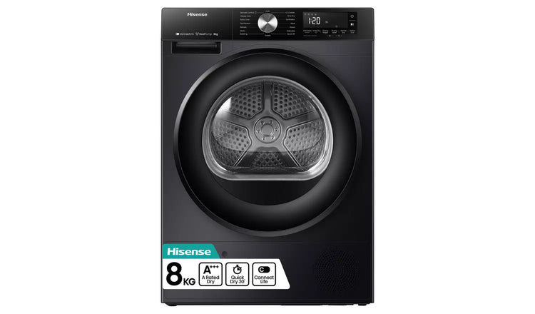 Hisense DH3S802BB3 8KG Heat Pump Tumble Dryer - Black