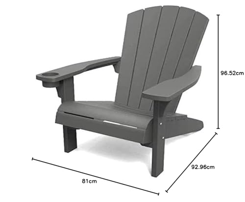 Keter Alpine Adirondack Outdoor Garden Furniture Chair - Graphite Grey