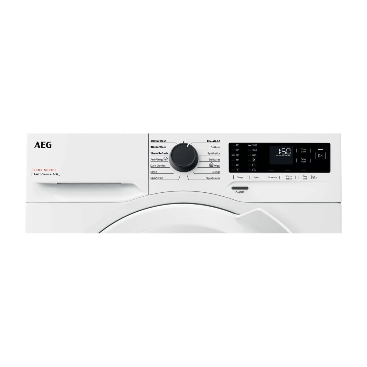 9kg Freestanding Washing Machine with 1400 RPM Spin, Steam & Quick Wash Programs - White