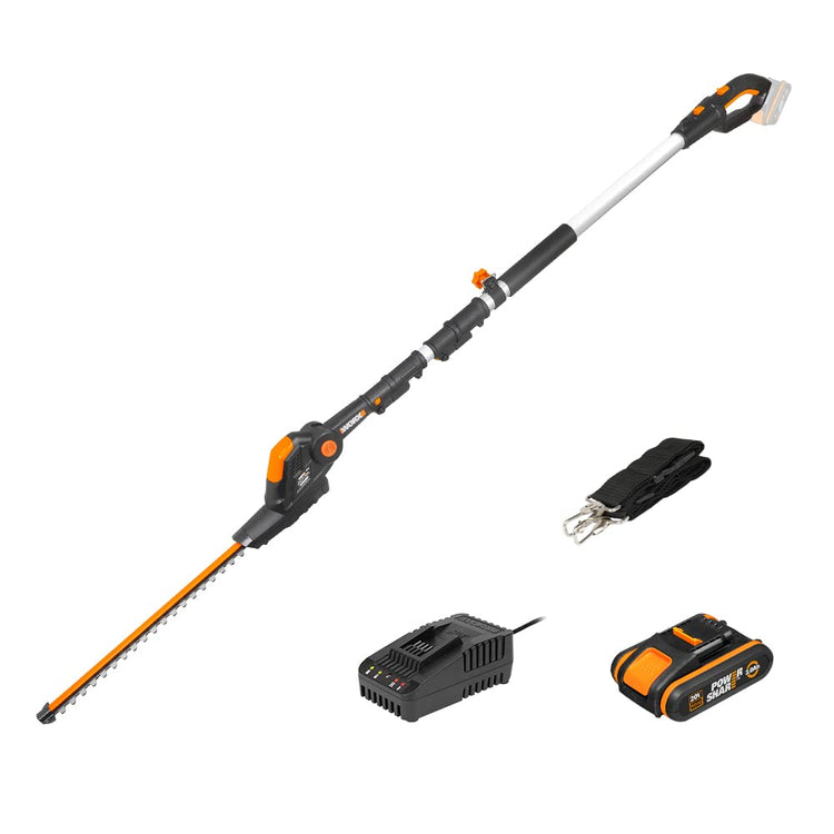 20V Cordless Pole Hedge Trimmer with 45cm Blade, Telescopic Shaft & Adjustable Head