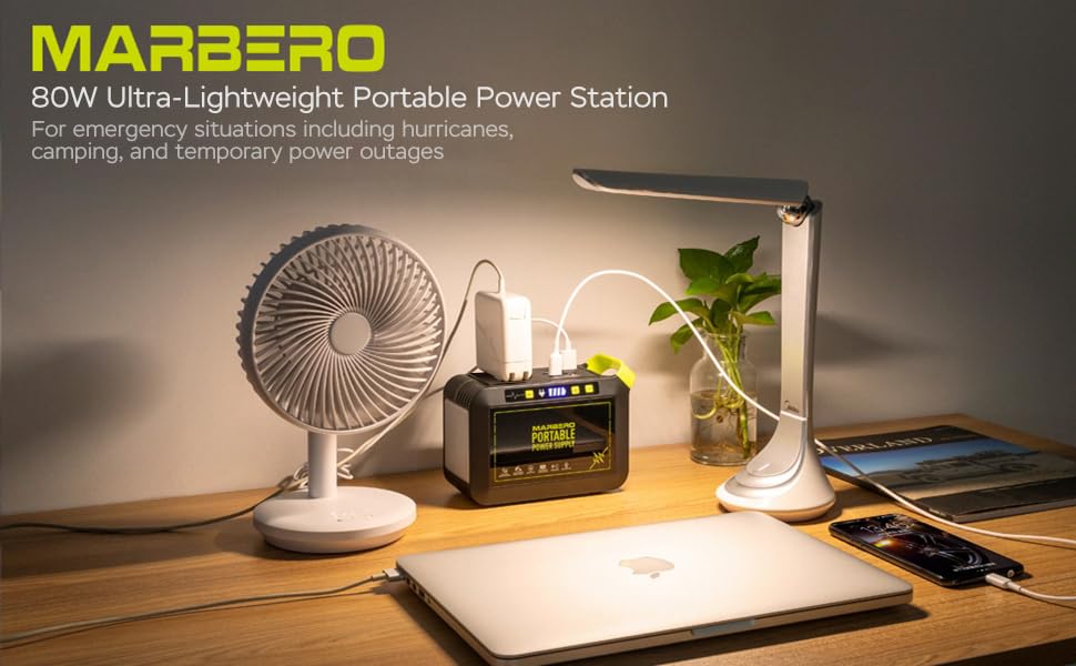 MARBERO Portable Power Station 24,000mAh/ 88.8Wh, 120W Peak Solar Generator