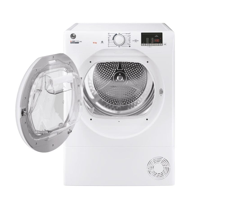 Hoover HLEC10DE H-Dry 300, 10kg, Condenser Tumble Dryer, Aquavision, White, Sensor Dry, NFC