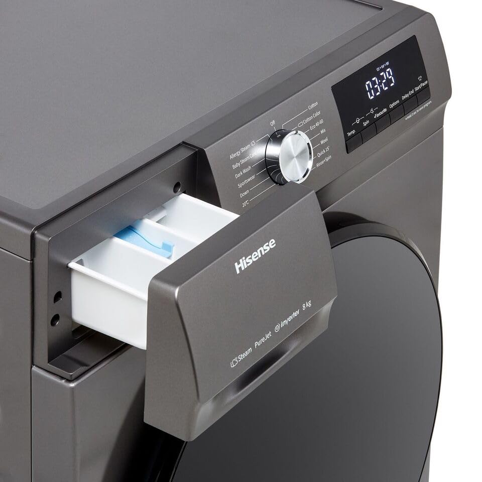 Hisense 3 Series WFQA8014EVJMT 8kg Washing Machine with 1400 rpm - Titanium - A Rated
