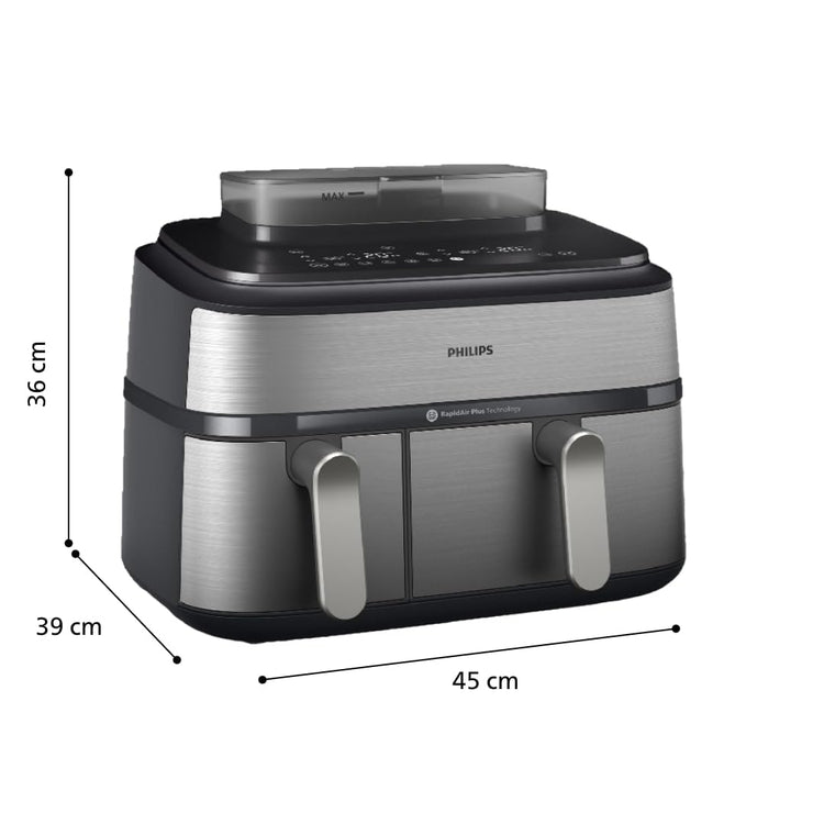 Philips Air Fryer 5000 Series Dual Basket with Steam – 9L Capacity, RapidAir Plus Technology