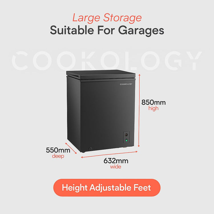 Cookology CCFZ142BK Freestanding Chest Freezer in Black - 142 Litre Capacity