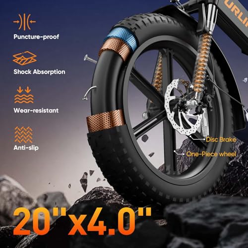 20 inch Folding Fat Tyre Electric Bike, 48V 13Ah Removable Battery, Full Suspension, 7-Speed