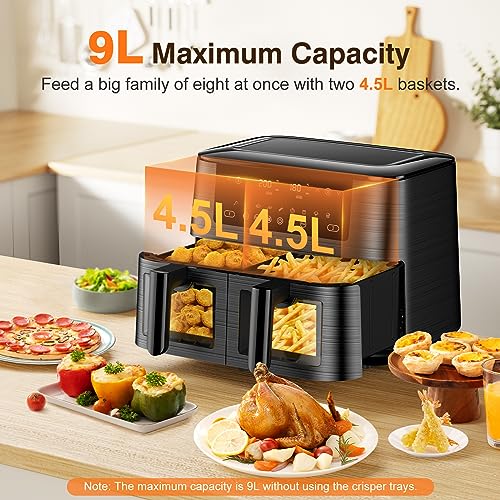 Dual-Air Fryer with Viewing Window, 9 L XL-Capacity