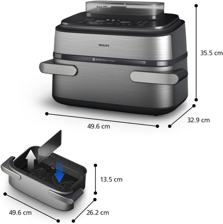Philips AirFryer 5000 Series Flex 9.5L Megabasket Steam Airfryer Black