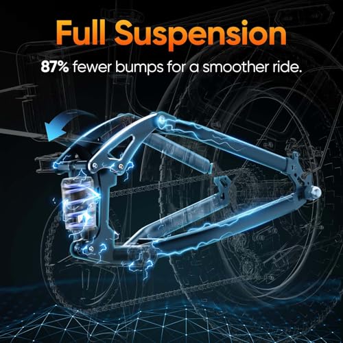 20 inch Folding Fat Tyre Electric Bike, 48V 13Ah Removable Battery, Full Suspension, 7-Speed
