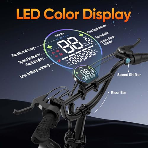 20 inch Folding Fat Tyre Electric Bike, 48V 13Ah Removable Battery, Full Suspension, 7-Speed