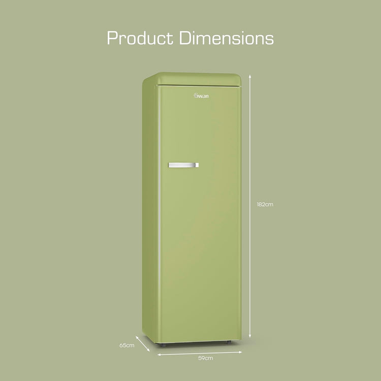 Tall Larder Fridge 337L 5 Shelves Frost Free Green