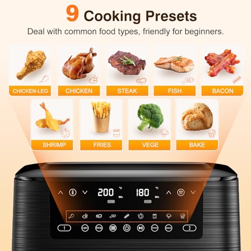 Dual-Air Fryer with Viewing Window, 9 L XL-Capacity