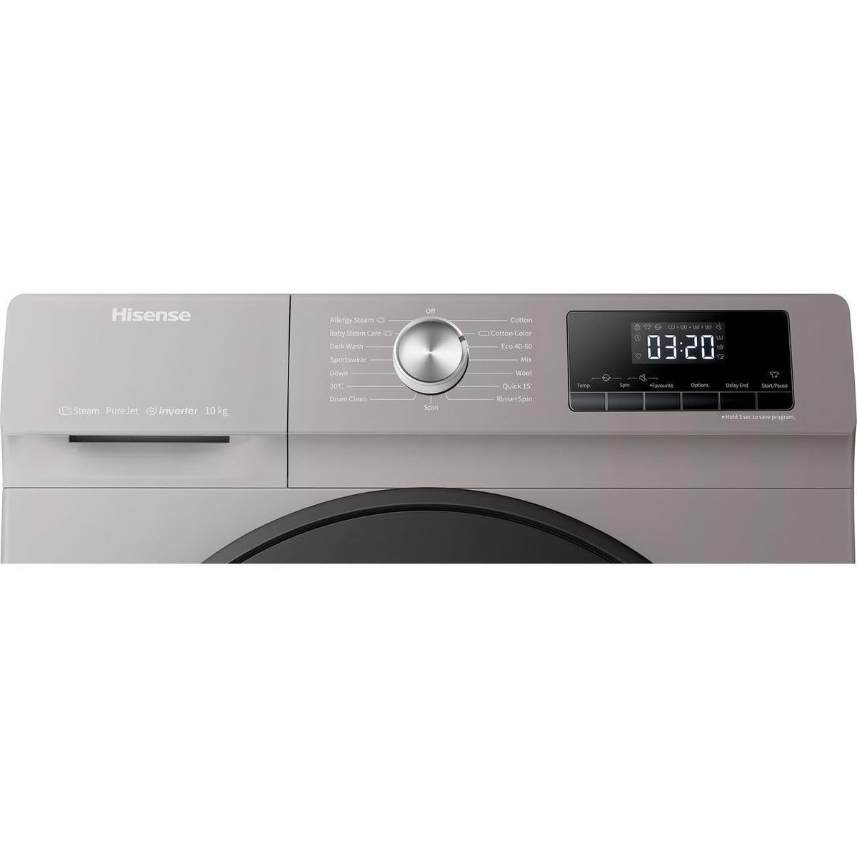 Hisense WFQA1014EVJMT 10kg Washing Machine with 1400 rpm - Titanium - A Rated