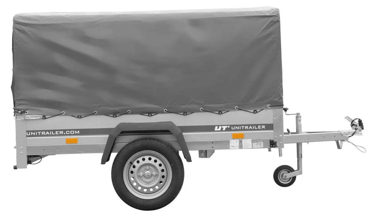 Car trailer GARDEN TRAILER 201 TIPP with support wheel, tarpaulin and high frame