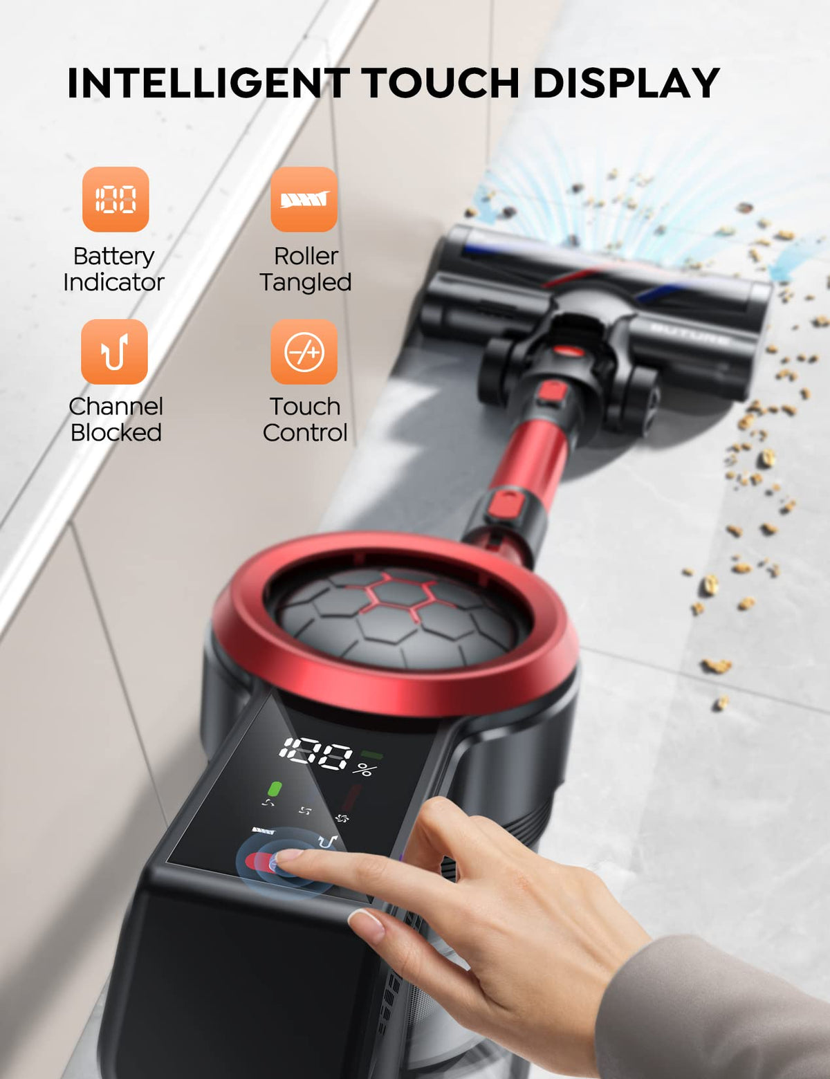 BuTure Cordless Vacuum Cleaner, 450W Stick Vacuum