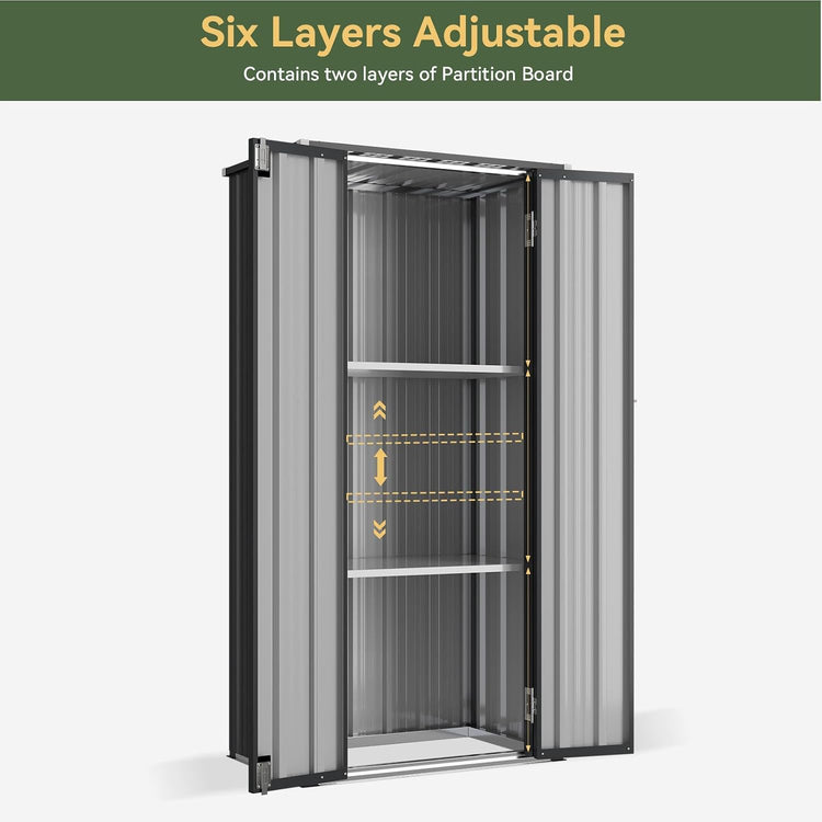 Vertical Garden Storage Shed 29.5 X 17.3 X 68.3 In Black Galvanized Steel