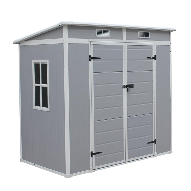 Outdoor Garden Storage Shed 6 X 4 Ft Grey Plastic Aluminium Frame