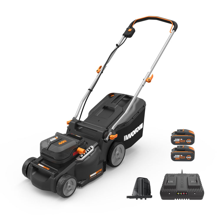 40V Brushless Cordless Lawn Mower with 37cm Cutting Width, 2 Batteries & Charger