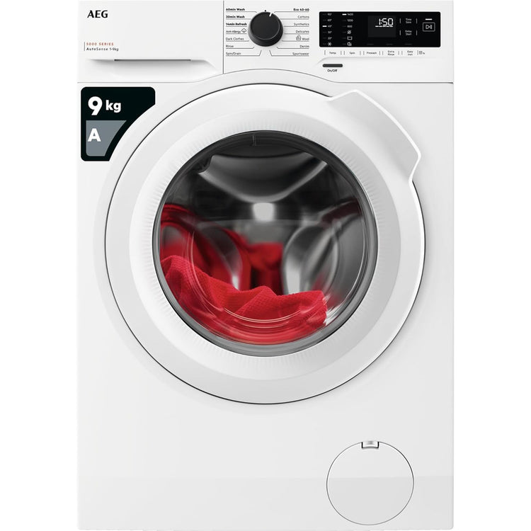9kg Freestanding Washing Machine with 1400 RPM Spin, Steam & Quick Wash Programs - White