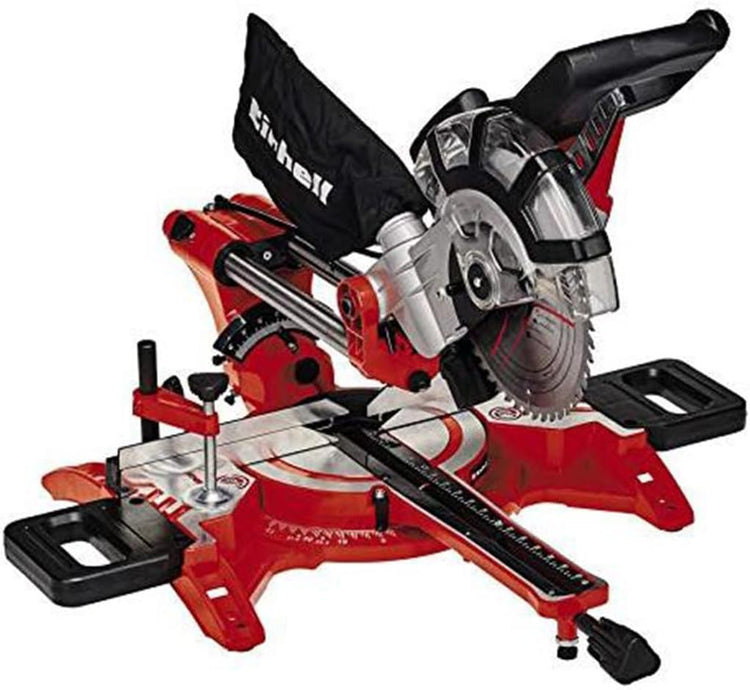 1800W Dual Bevel Sliding Mitre Saw with Laser Guide & Adjustable Cutting Angles