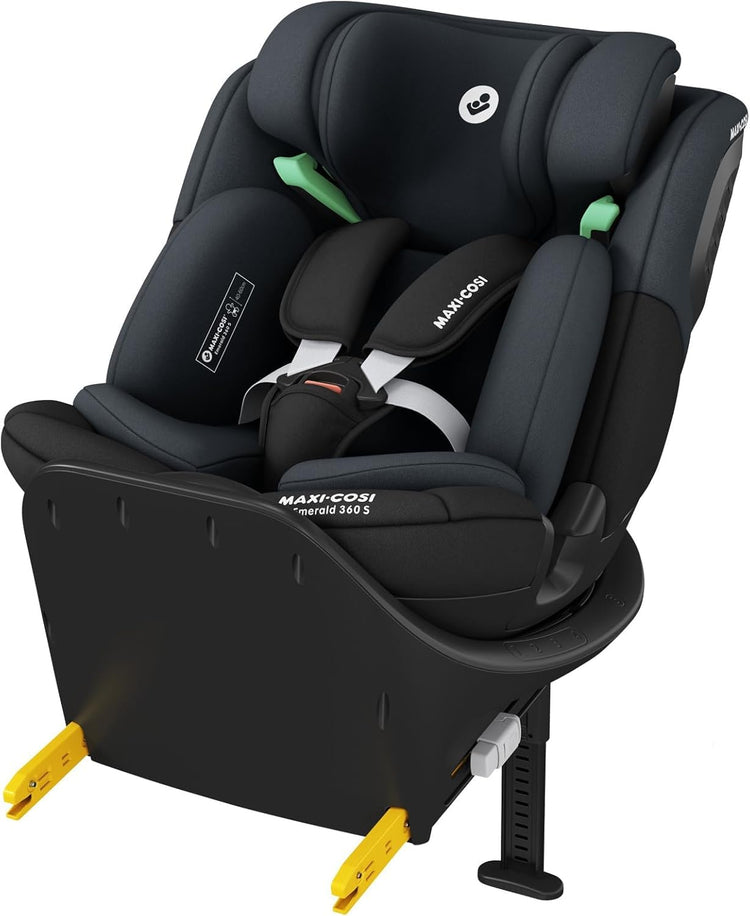 360° Rotating i-Size Child Car Seat with ISOFIX, 4 Recline Positions & Side Protection - Black