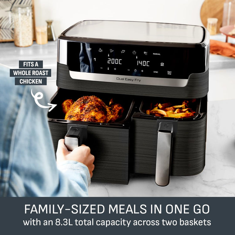 Tefal Easy Fry Dual Zone 8.3L Family Air Fryer, Black & Metal