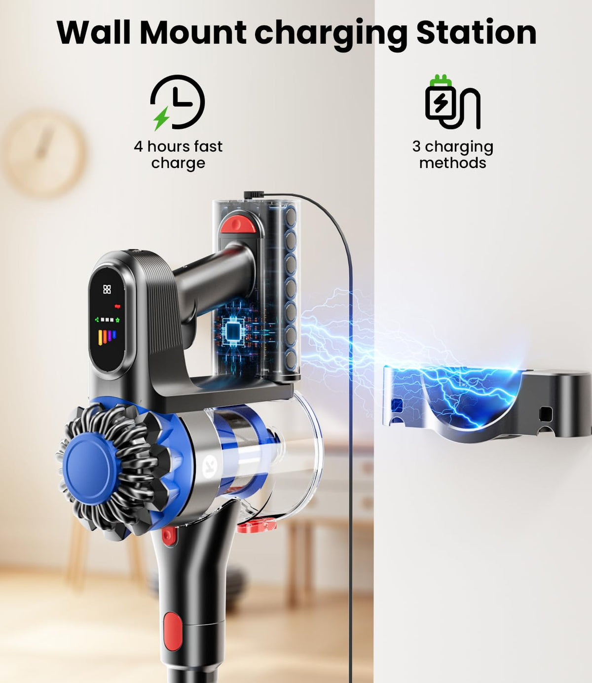 KARDV Cordless Vacuum Cleaner, 500W/40Kpa Vacuum Cleaners for Home, 60Mins Stick Vacuum with LED Display, Anti-Tangle Wireless Vacuum, 8 in 1 Lightweight Vacuum for Hard Floors Carpet Pet Hair