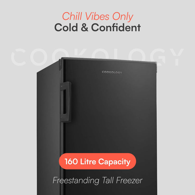 Cookology CTFZ160BK Tall Freestanding Freezer - Upright Freezer with 160 Litre Capacity