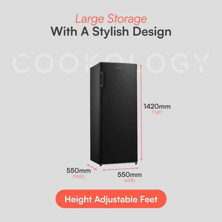 Cookology CTFZ160BK Tall Freestanding Freezer - Upright Freezer with 160 Litre Capacity