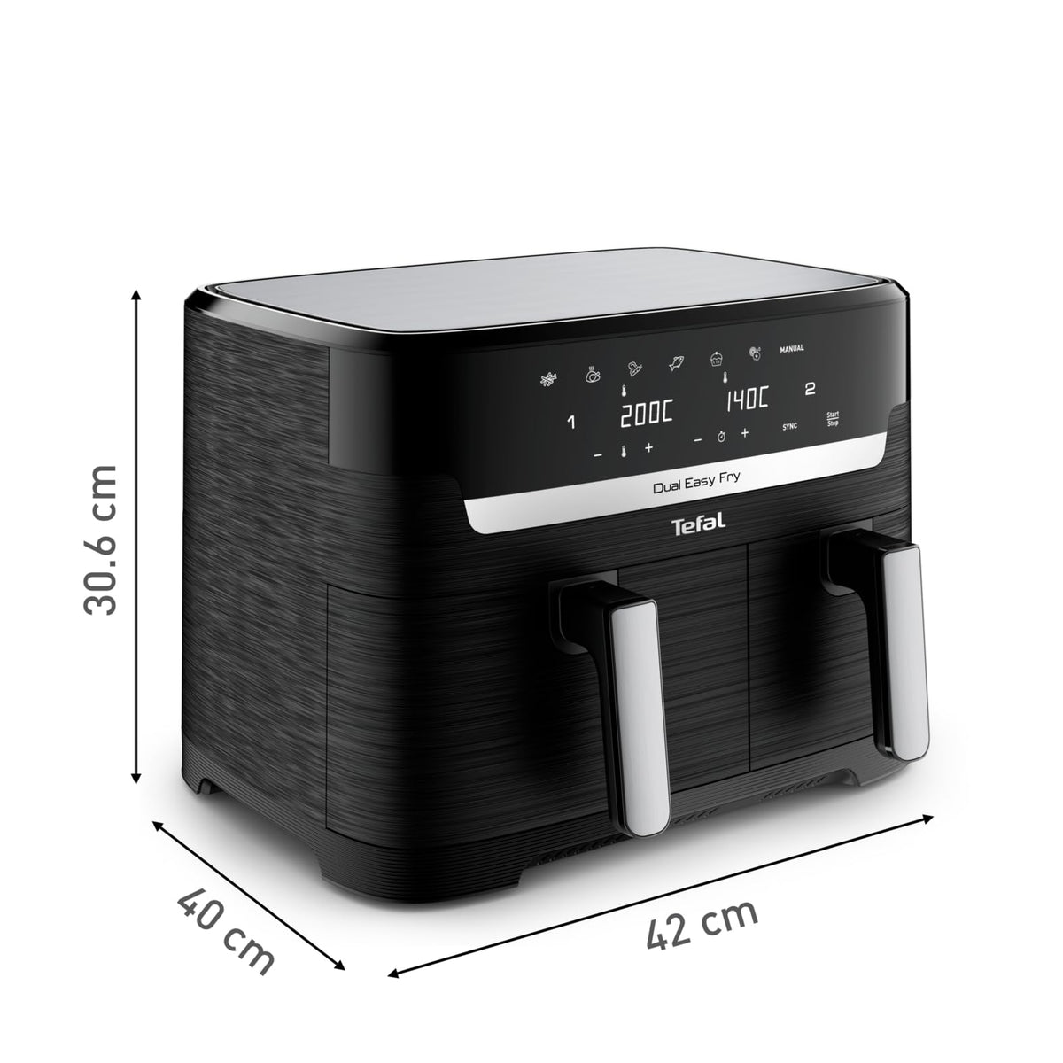 Tefal Easy Fry Dual Zone 8.3L Family Air Fryer, Black & Metal