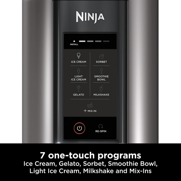 Ninja CREAMi Ice Cream Maker & Frozen Dessert Maker with 3 Tubs, 7 Programs, Makes Ice Cream, Gelato, Sorbet, Smoothie Bowl, Milkshakes and more, Black/Silver, Makes 1.4L of Ice Cream, NC300UK