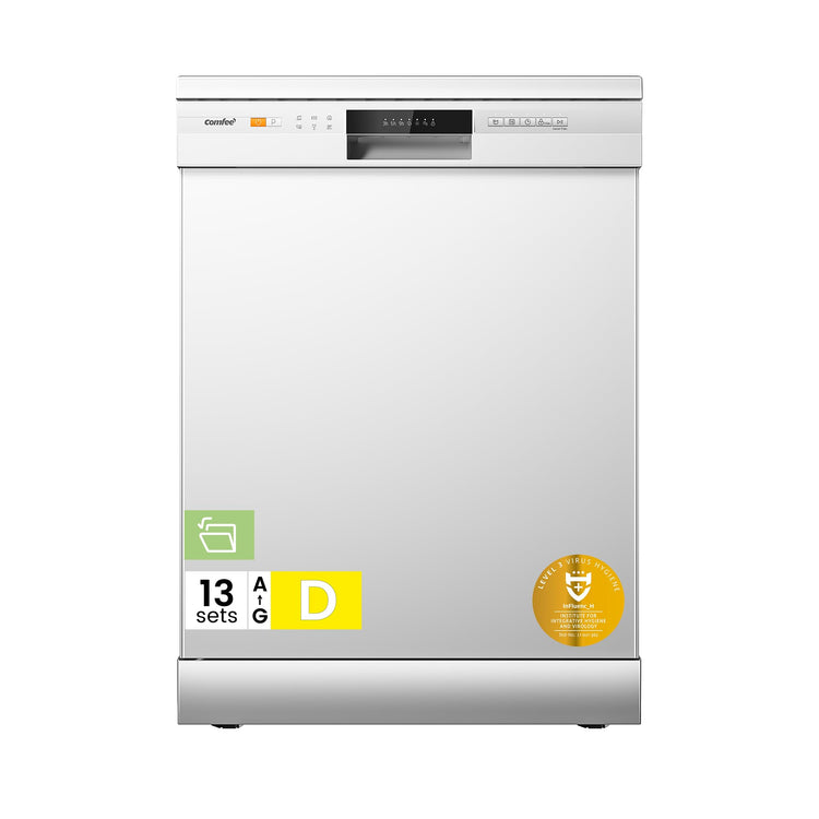 13 Place Setting Freestanding Dishwasher with 6 Programs & Auto Door Drying - White
