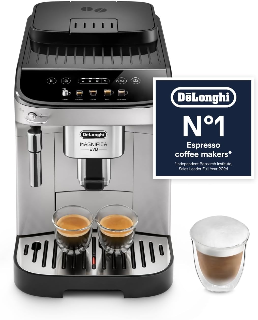 De'Longhi Magnifica ECAM222.20.B, Automatic Coffee Machine with Milk Nozzle, Bean to Cup Espresso Machine with 4 One-Touch Recipes, Soft-Touch Control Panel, 1450W, Black