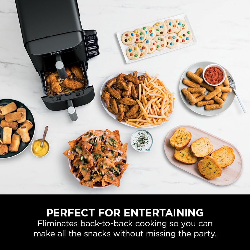 Ninja Double Stack Air Fryer, Vertical Dual Drawer Air Fryer with 4 cooking levels, 2 Drawers and 2 Racks