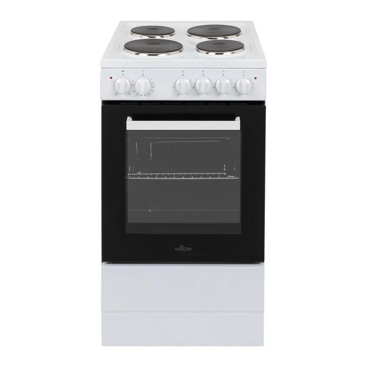 Freestanding Electric Cooker 62L 4 Solid Plate Hobs White