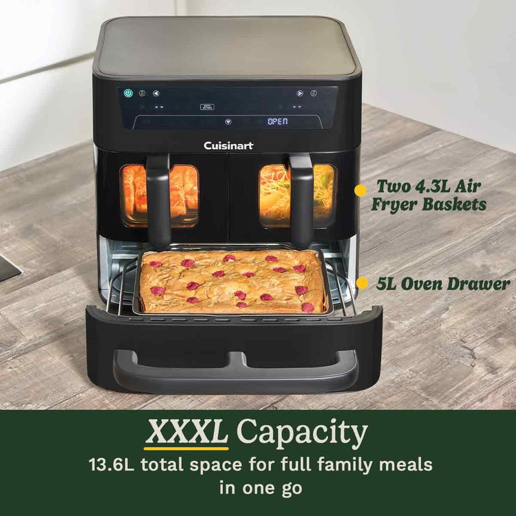 Cuisinart Tri Zone 13.6L Air Fryer & Oven | PFAS-Free | XXXL capacity | 3 Independent Cooking Zones