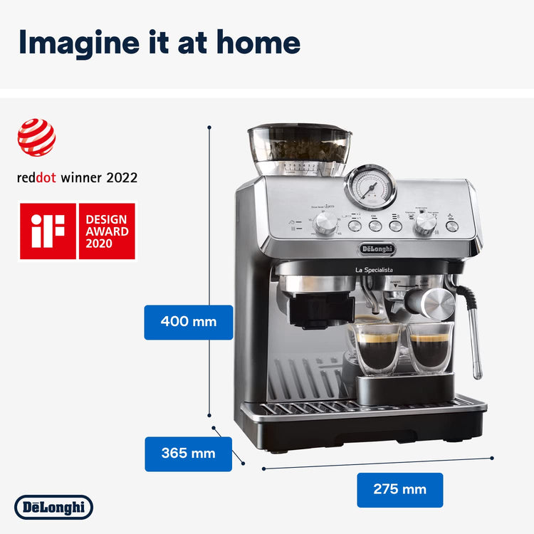 De'Longhi La Specialista Metal Barista Pump Espresso Machine, Bean to Cup Coffee