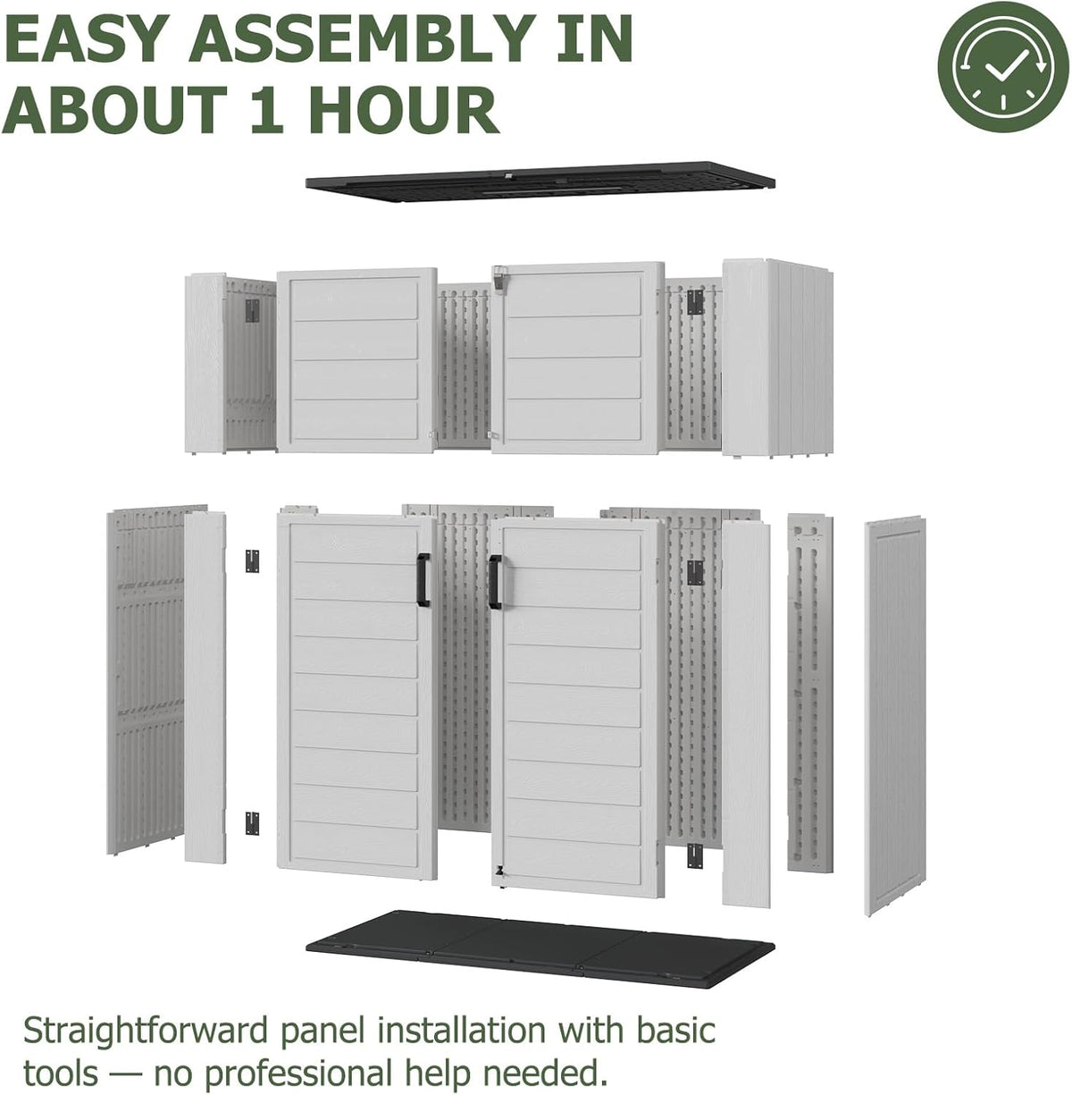 Vertical Outdoor Storage Shed Weather Resistant Resin Utility Cabinet with Floor