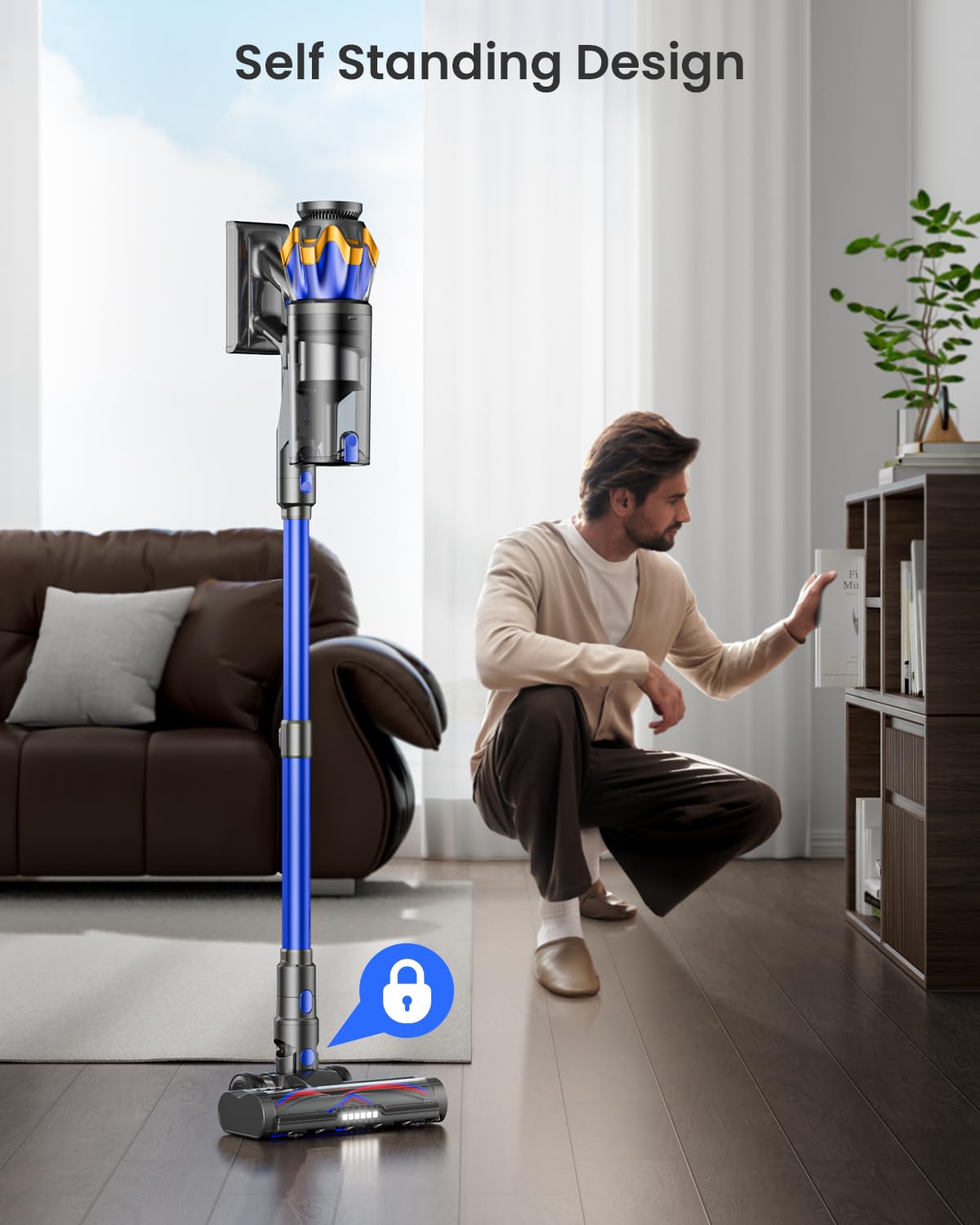 Cordless Vacuum Cleaner, Upgraded 650W 55KPA 70Mins Cordless Stick Vacuum Cleaner with Self-Standing and Touch Screen, Anti-tangle Wireless Vacuum, Vacuum Cleaners for Home/Pet Hair/Carpets/Floors