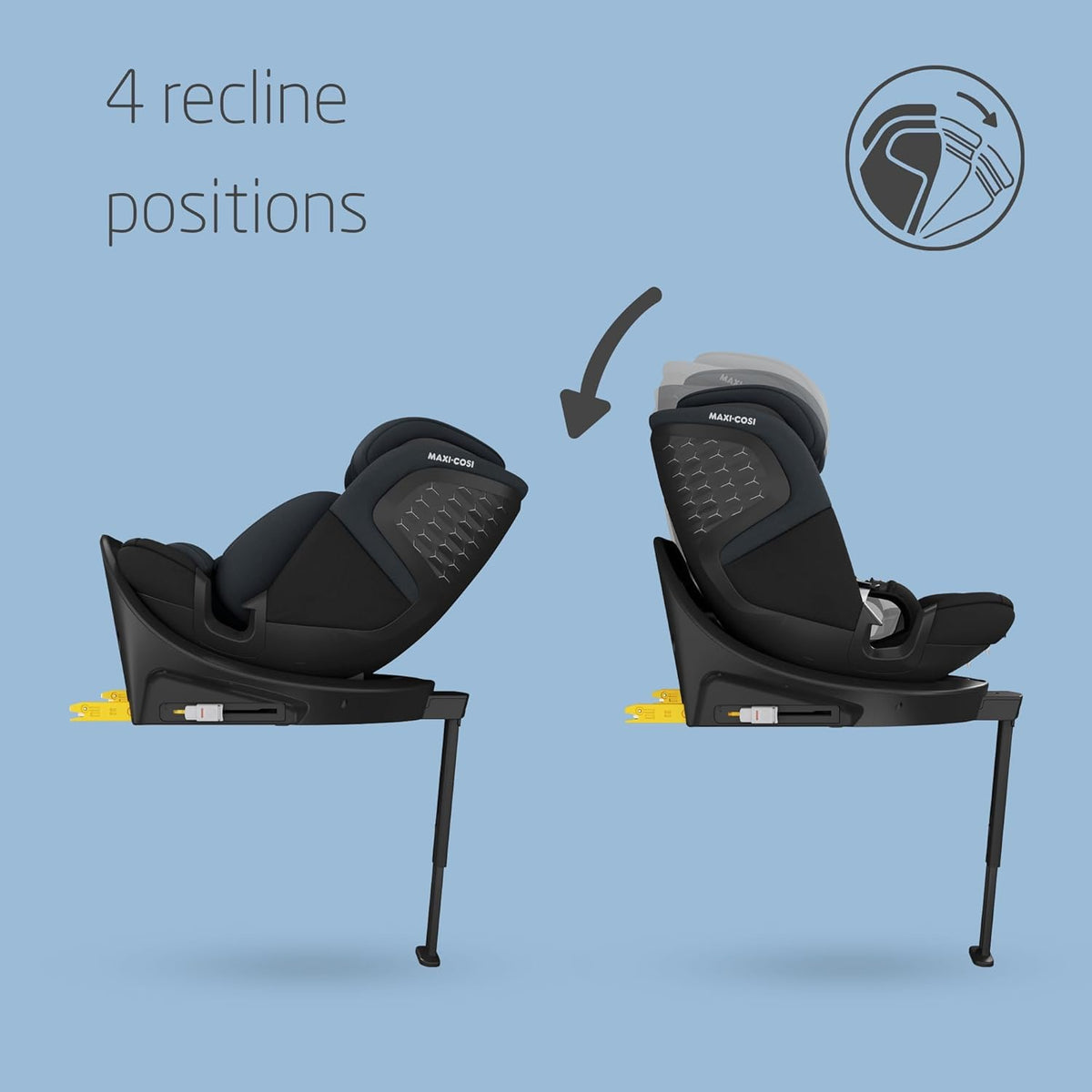 360° Rotating i-Size Child Car Seat with ISOFIX, 4 Recline Positions & Side Protection - Black