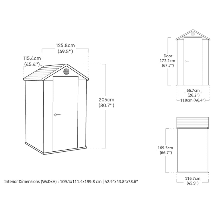 4x4 Wood-Effect Resin Garden Storage Shed with Floor, Window & Ventilation