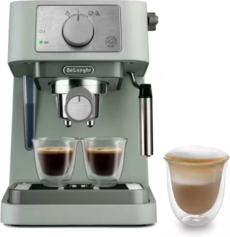 De'Longhi Classic EM450.M, Manual Coffee Machine with Steam Wand, Barista Pump Espresso Machine, Cappuccino Nozzle, Double Wall Filter Basket, 15bar, Fit Mug Up to 13cm, Stainless Steel/Metal