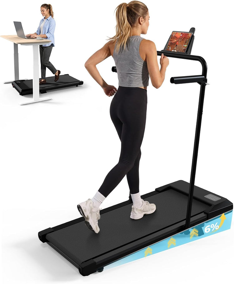 2.5HP Foldable Walking Pad Treadmill with 7% Incline, Handrail & App Control