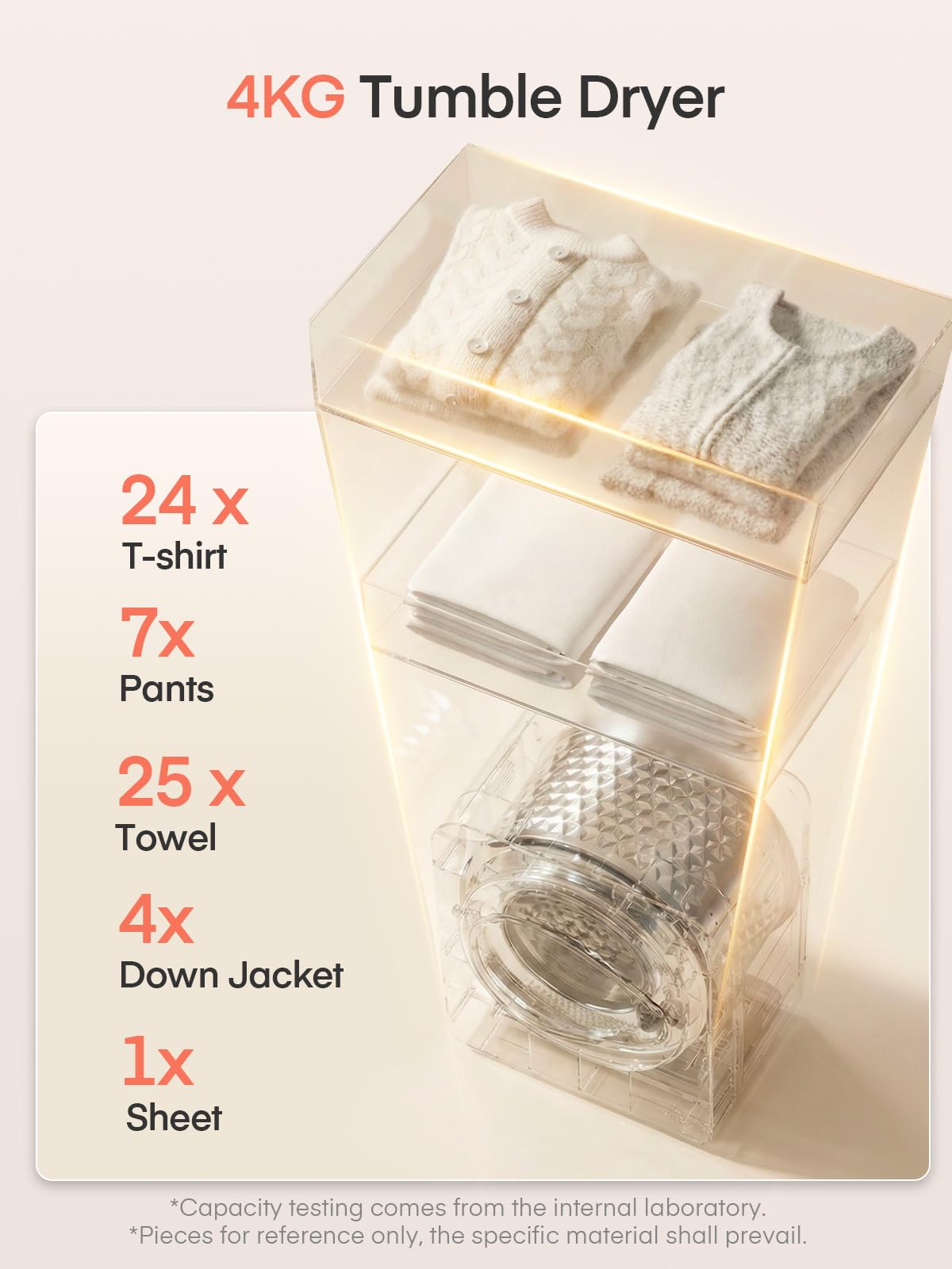 4kg Compact Vented Tumble Dryer with 5 Drying Modes, Sensor Dry & Timer - White