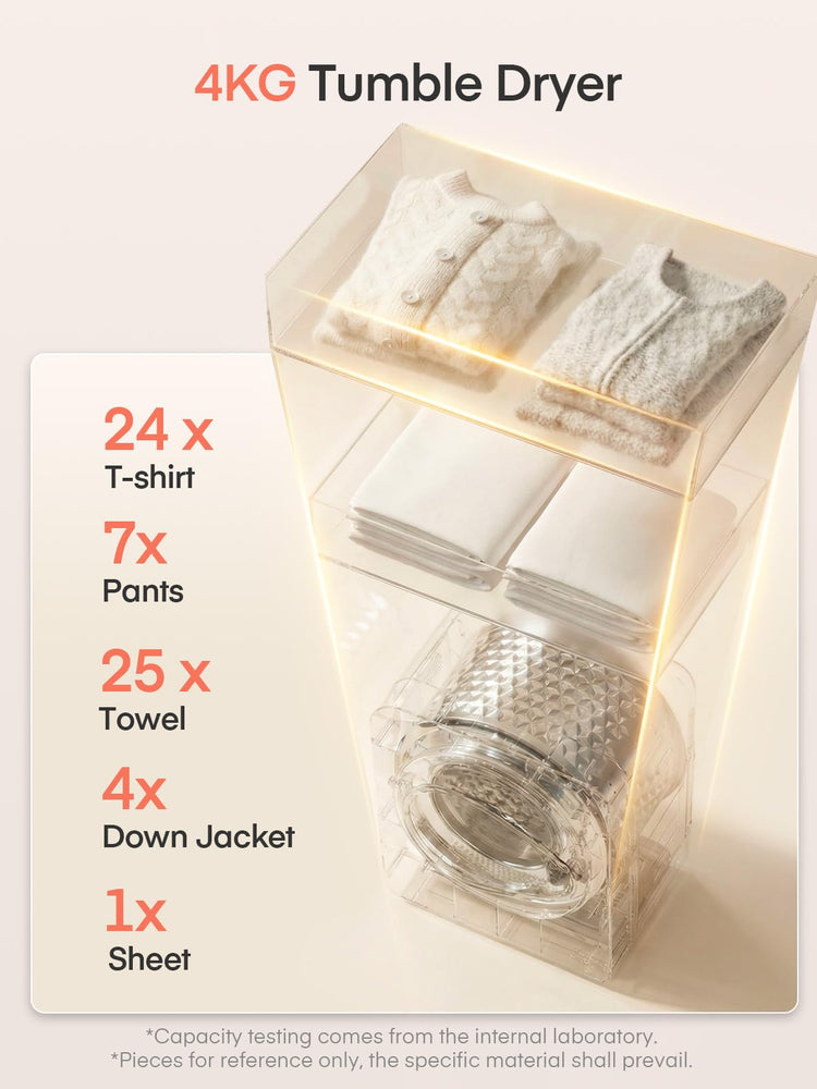 4kg Compact Vented Tumble Dryer with 5 Drying Modes, Sensor Dry & Timer - White