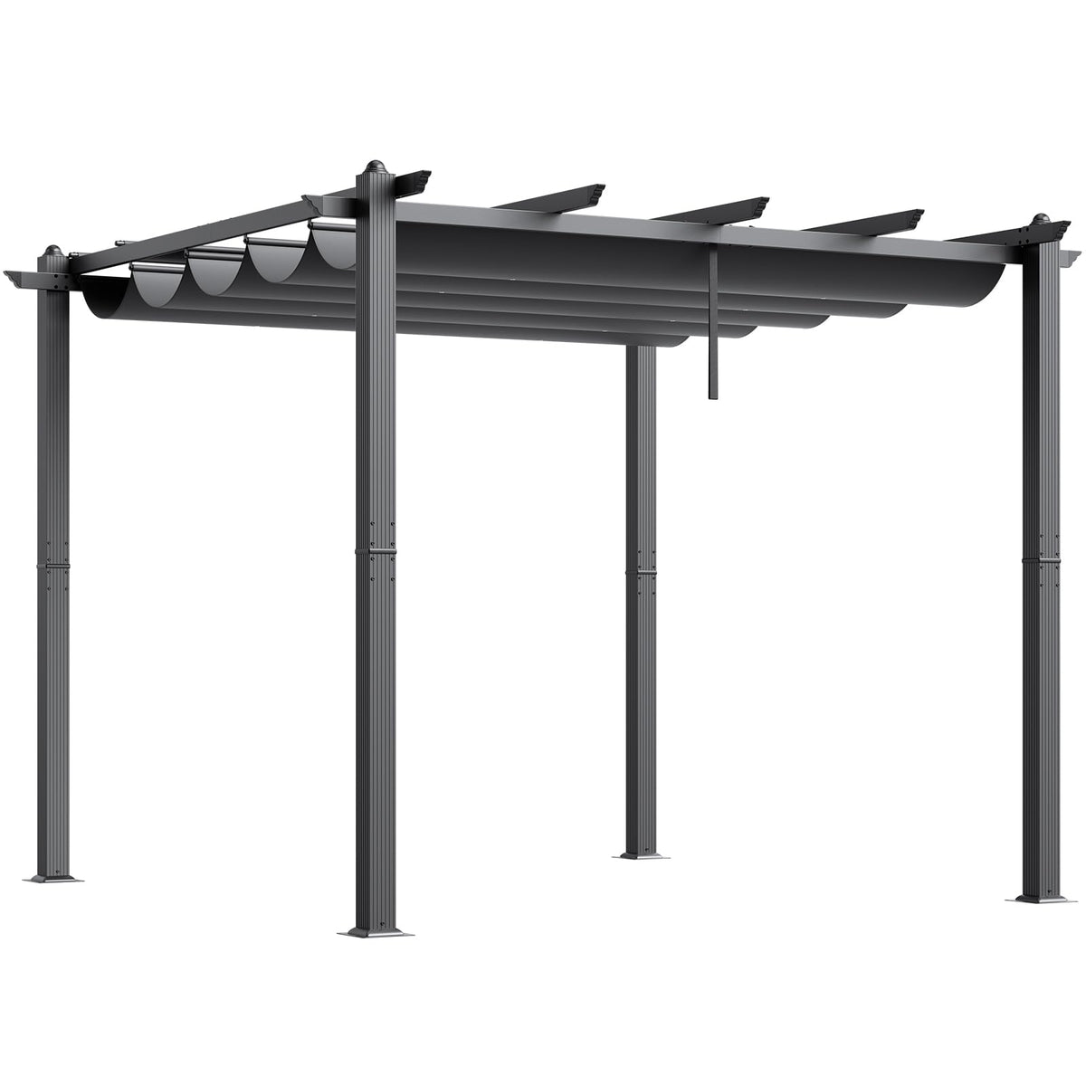 VEVOR 10'x10' Outdoor Retractable Pergola with Canopy, Aluminum Pergola with Retractable Canopy, Modern Style, Sun Shade for Patios, Gardens, Decks