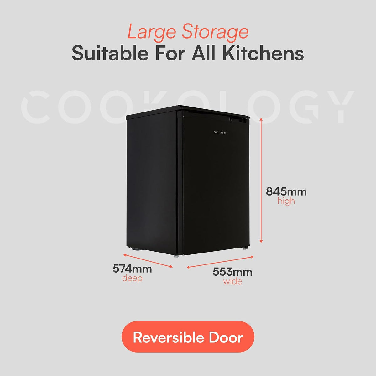 Freestanding Undercounter Larder Fridge 130L Black